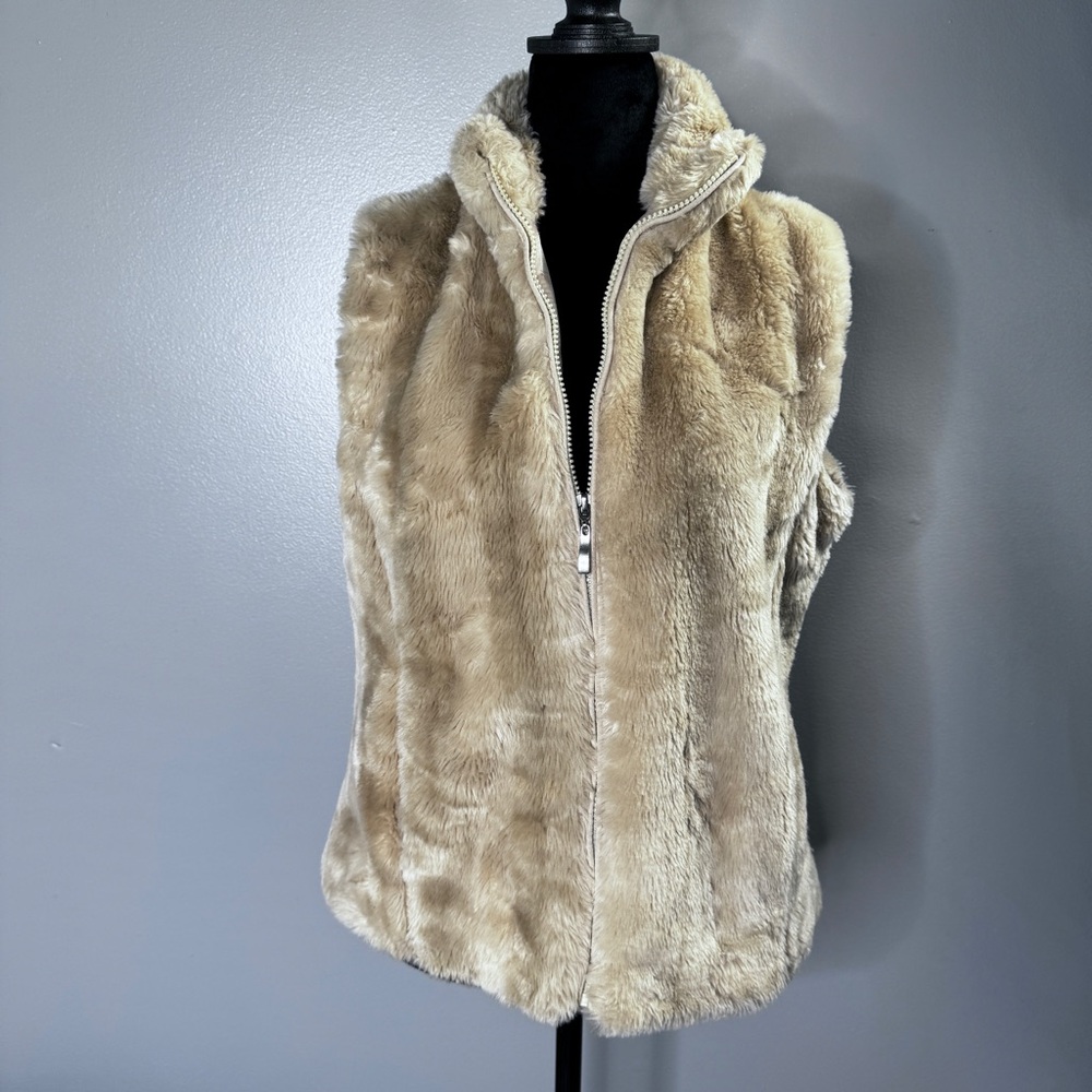 Coldwater Creek Light Tan Faux Fur Vest Size S